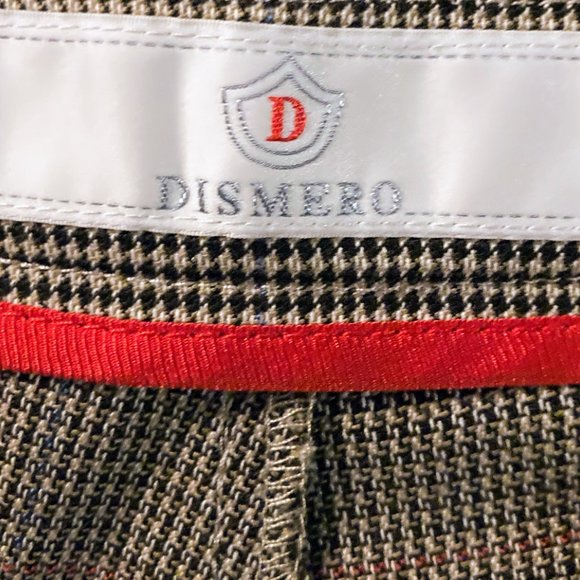 Dismero Italy Women's Houndstooth Ankle Tuxedo Cuffed Trouser Pants Size 8 - Picture 6 of 12